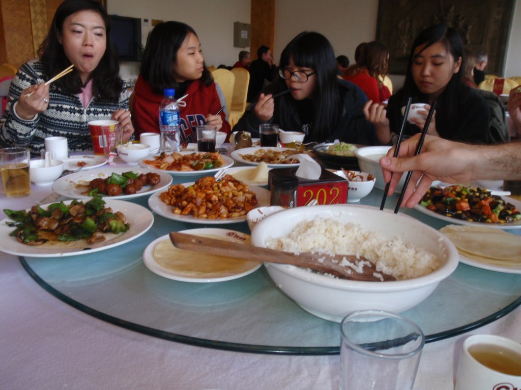 The Peking Duck spread on the lazy susan- a great invention!